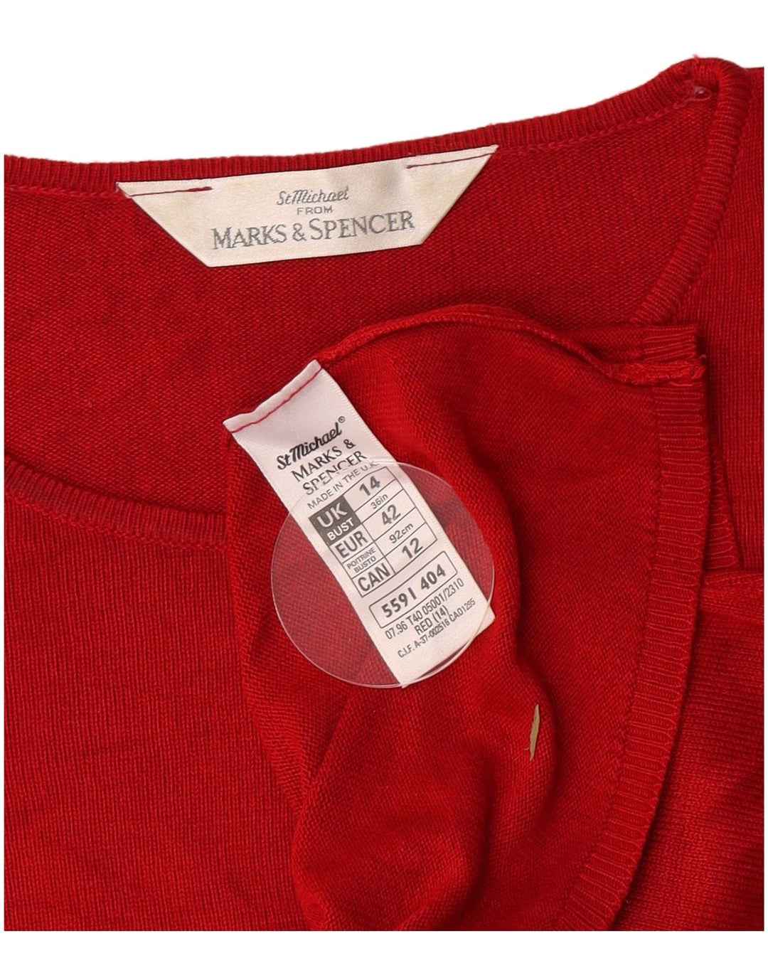 Marks & Spencer T-Shirt Femme UK 14 Large Rouge Viscose