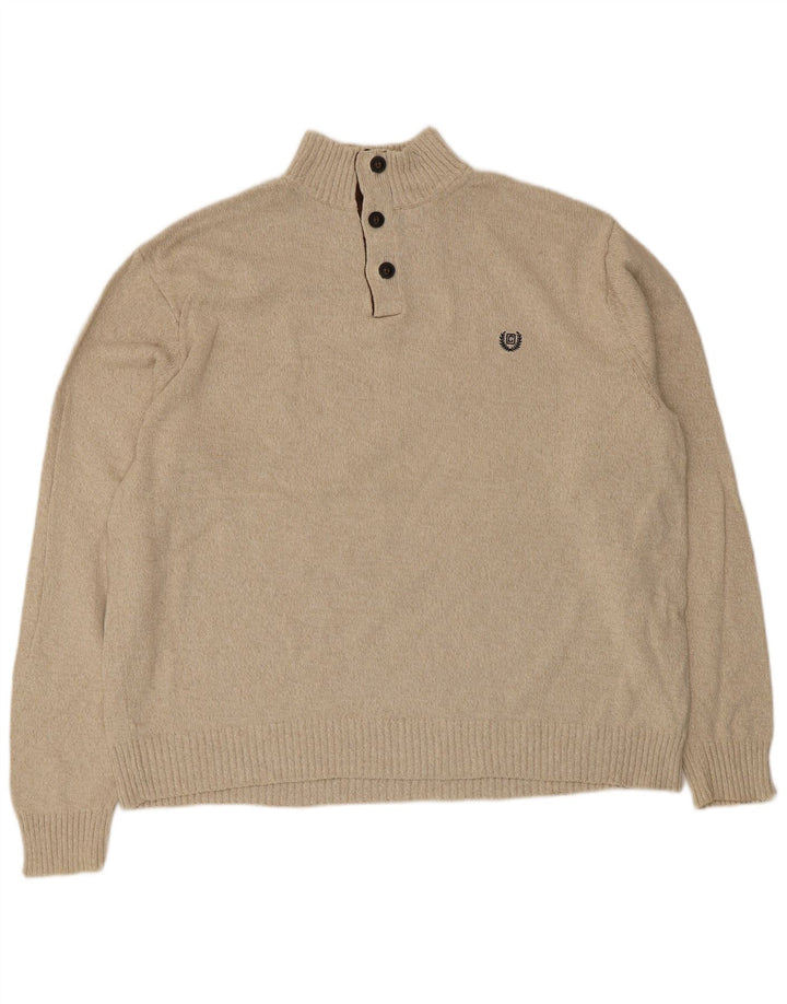 Chaps Pull col boutonné pour homme en coton beige 2XL