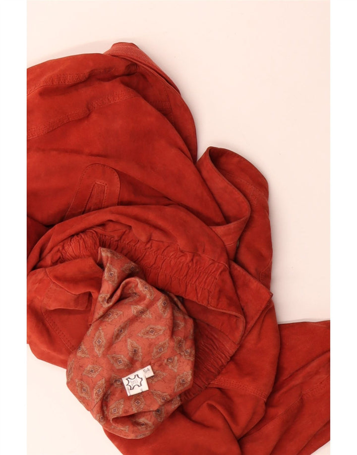 VINTAGE Veste en Daim Bomber Homme IT 54 2XL Cuir Orange