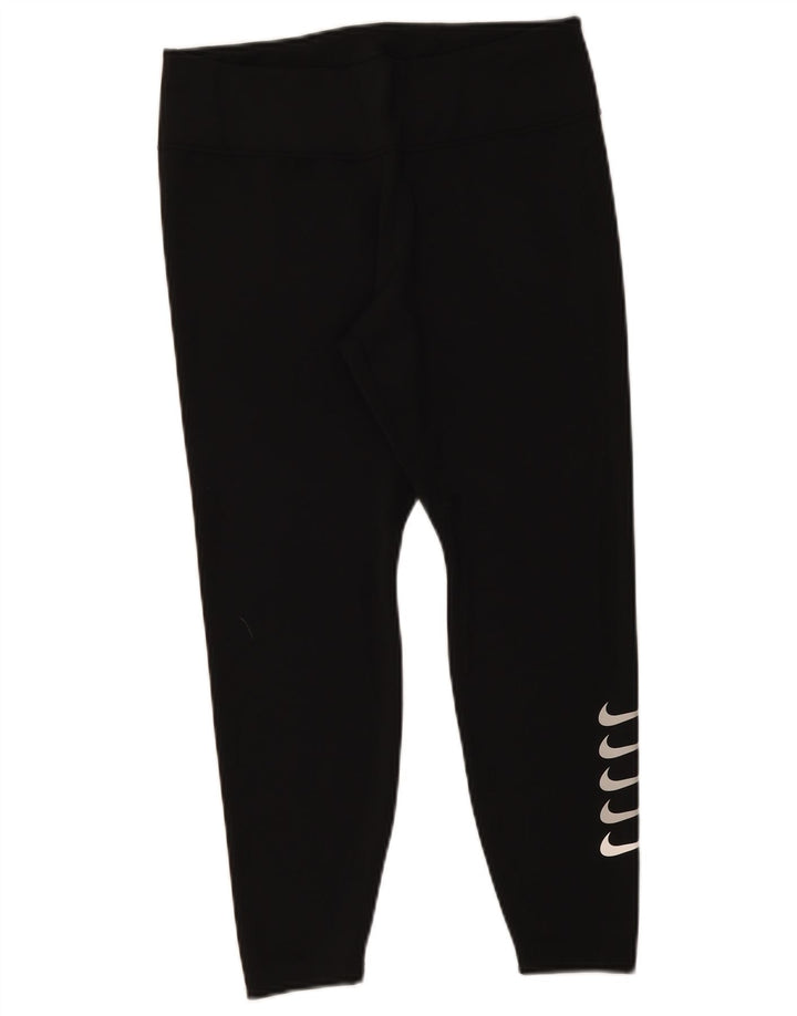 Nike Legging court Dri Fit Graphic pour femme UK 14 Large Noir Polyester