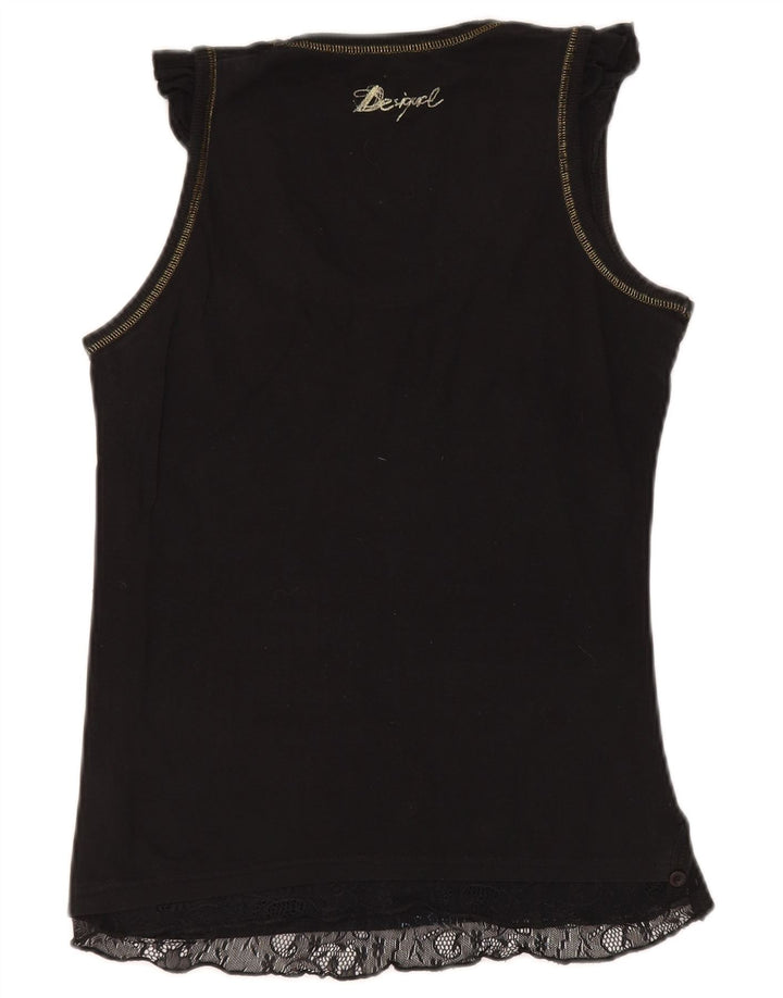 Desigual Débardeur Femme UK 12 Medium Noir Géométrique Coton