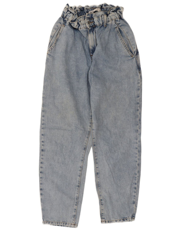 Zara Jean fuselé taille haute pour femme EU 34 2XS W24 L25 Bleu Coton
