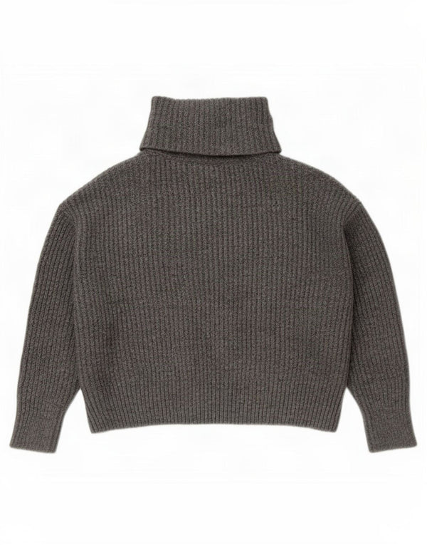 Zara Pull surdimensionné à col roulé pour femme UK 14 Gris moyen Acrylique