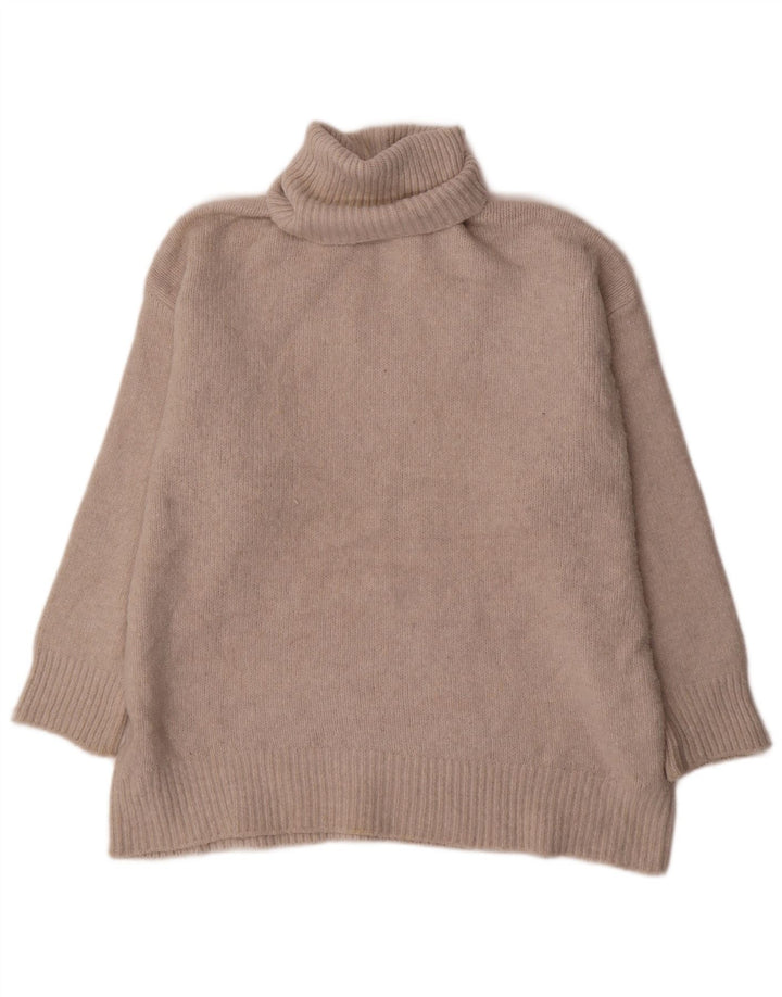 Zara Pull surdimensionné à col roulé pour femme UK 14 Polyester beige moyen