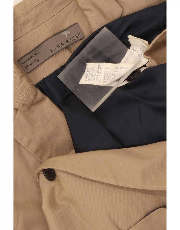 Zara Veste Blazer 1 Bouton Femme UK 14 Grand Coton Beige