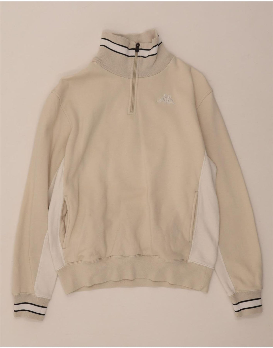 Kappa Sweat-shirt à col zippé pour femme UK 14 Beige moyen Colourblock