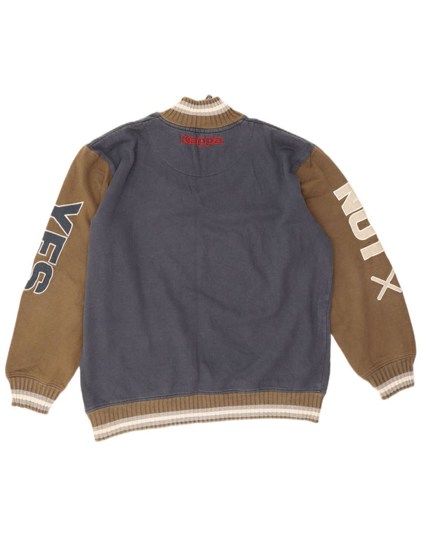 Kappa Sweat-shirt graphique à col zippé pour homme 2XL Bleu marine Colourblock