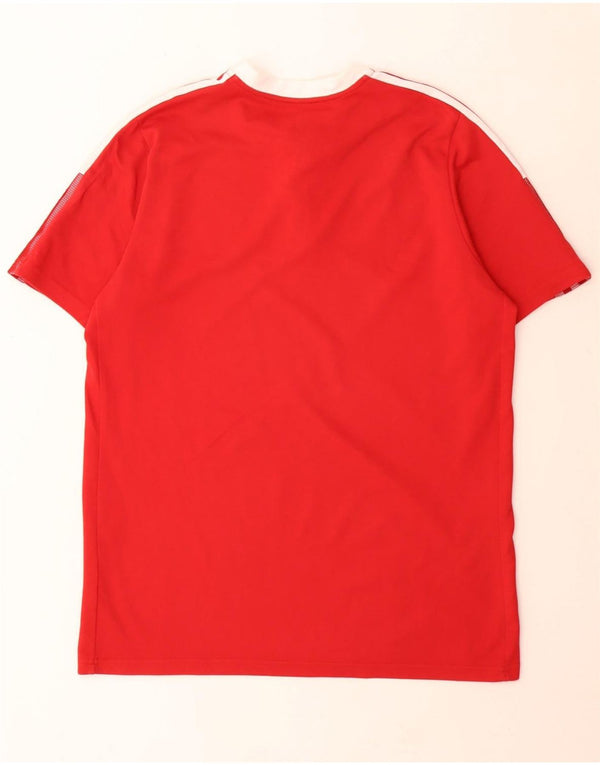 Adidas Homme Aeroready Graphic T-Shirt Top Rouge Moyen Coton Colorblock
