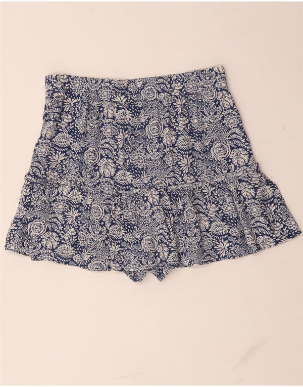 Zara Short Taille Haute Femme Moyen W28 Bleu Floral