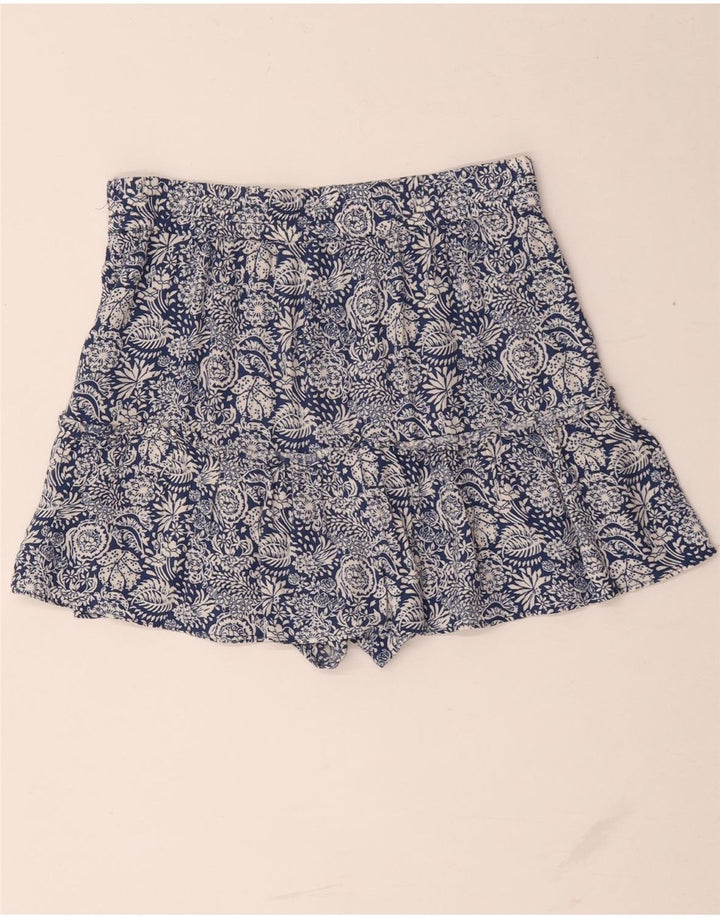 Zara Short Taille Haute Femme Moyen W28 Bleu Floral
