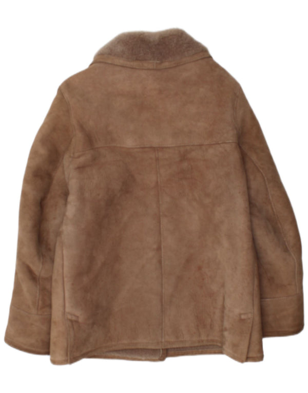 veste en peau de mouton surdimensionnée vintage pour femme IT 36 XS Brown Lambskin