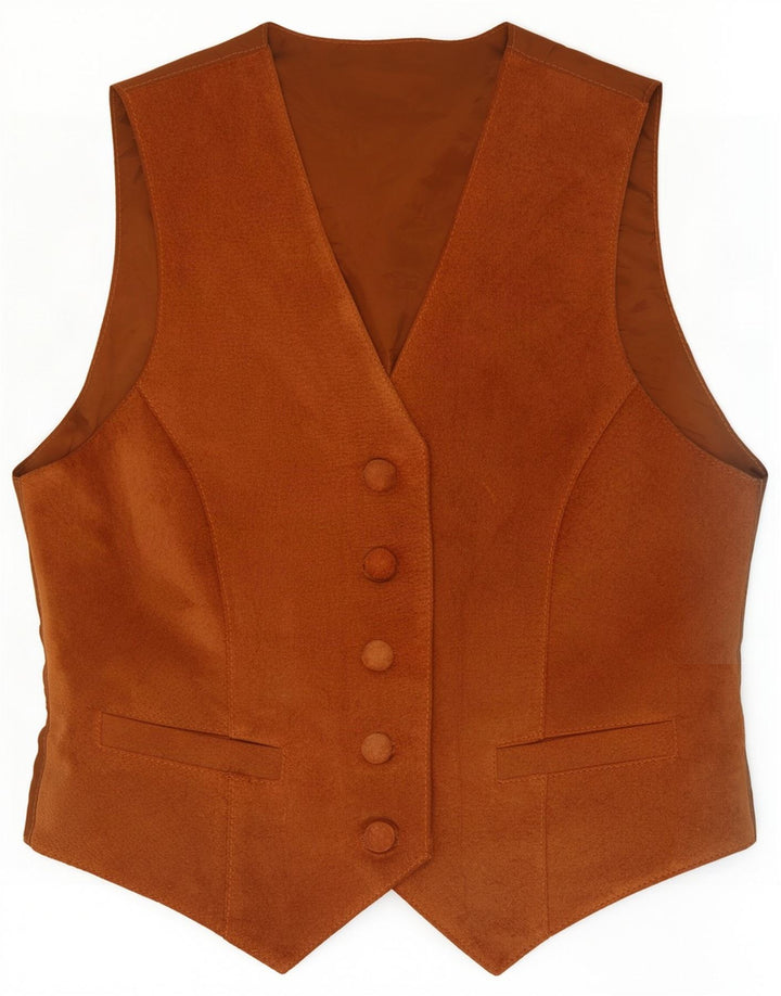 gilet en daim femme vintage UK 12 cuir beige moyen