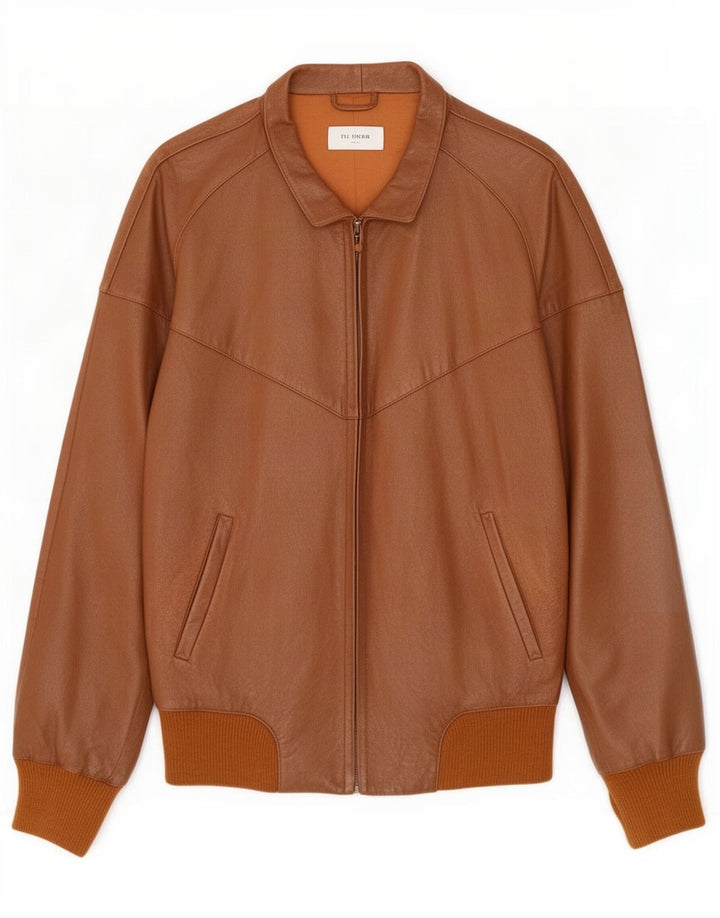 veste en cuir homme vintage IT 50 Grand Marron