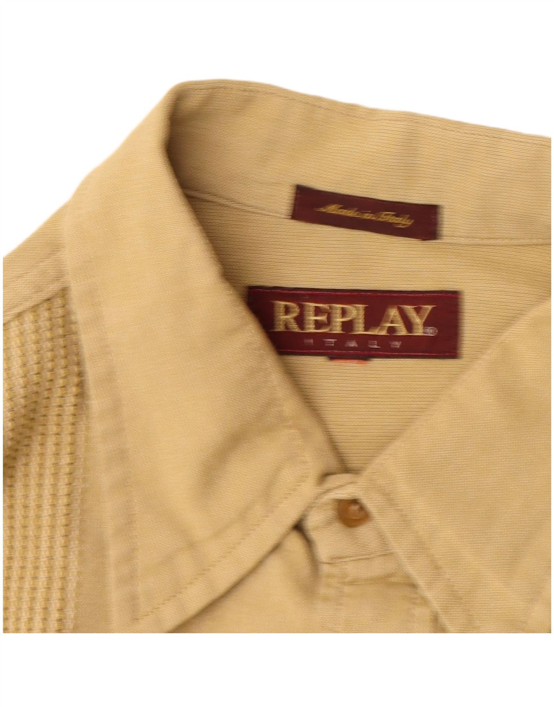 Replay Chemise Homme Large Jaune Coton