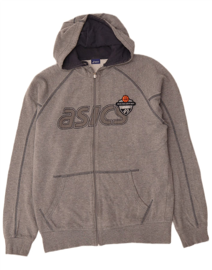 Asics Sweat à capuche zippé graphique pour hommes, grand gris, coton