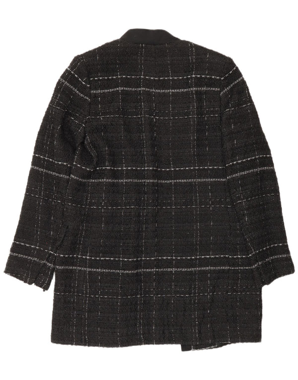 Zara Womens Open Overcoat UK 14 Medium Black Check