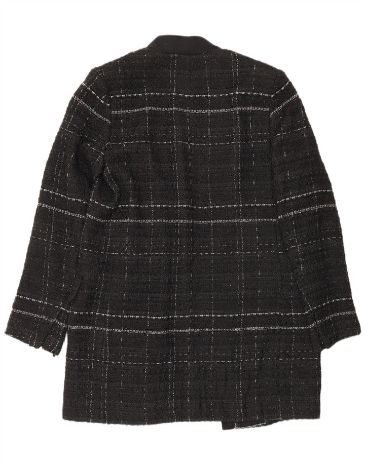 Zara Womens Open Overcoat UK 14 Medium Black Check