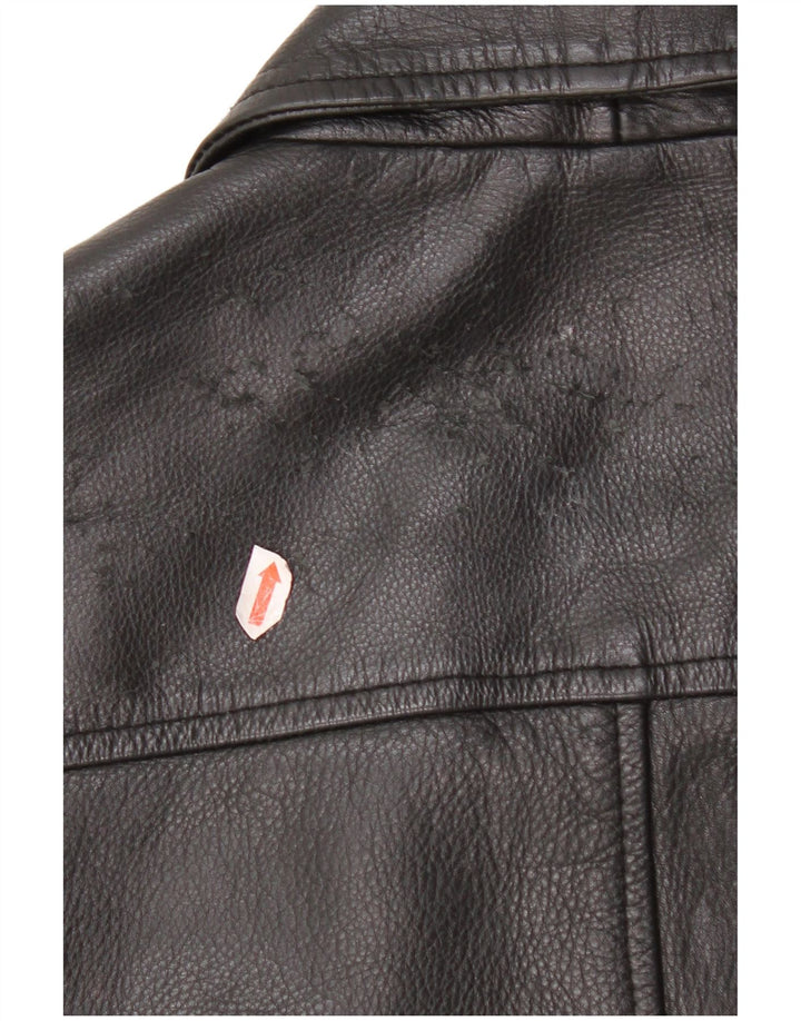 veste en cuir militaire vintage pour homme UK 40 Grand cuir noir