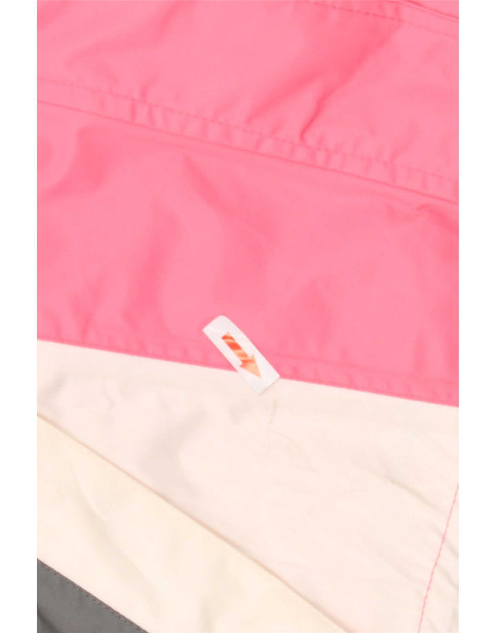 Veste de ski à capuche femme vintage UK 12 Medium Pink Colourblock Polyamide