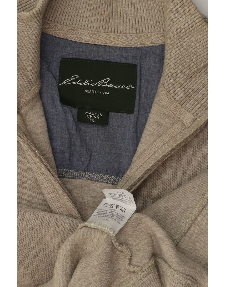 EDDIE BAUER Pull à col zippé pour homme XL en coton beige
