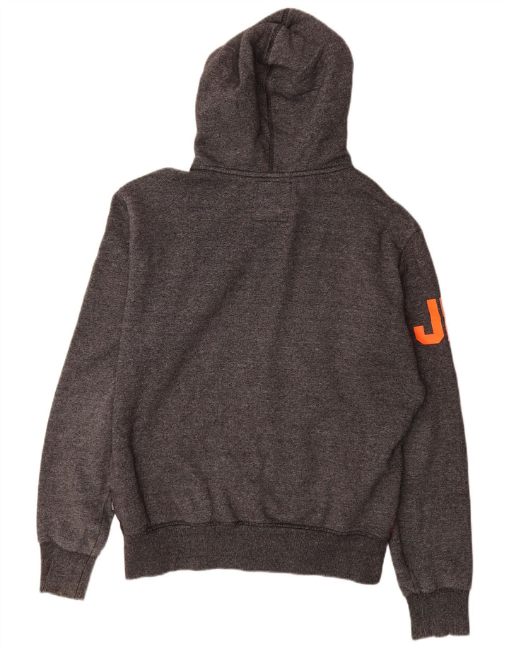 Superdry Pull à capuche graphique zippé pour homme en coton moucheté gris grand