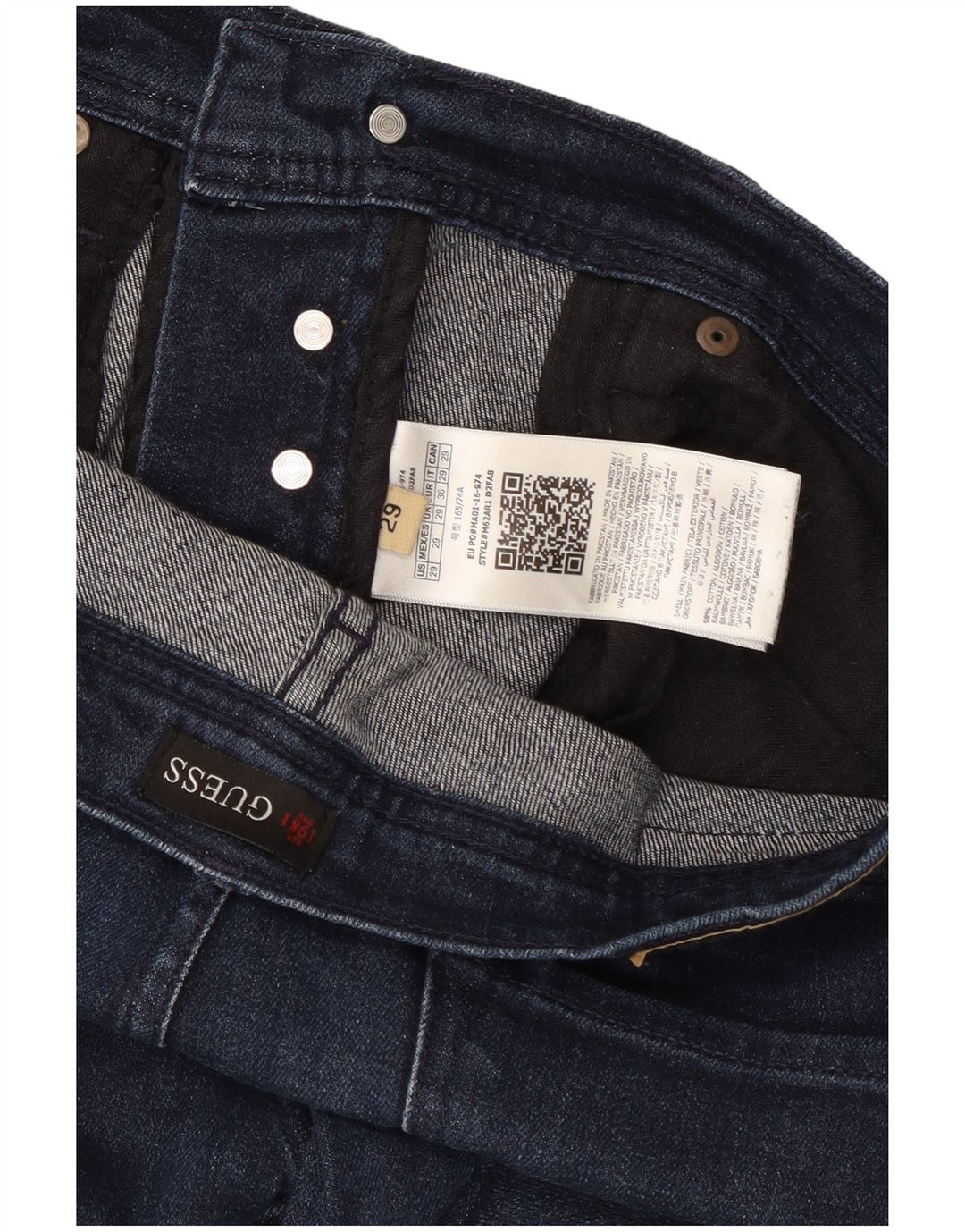 GUESS Jean Slim Homme W29 L28 Bleu Marine Coton