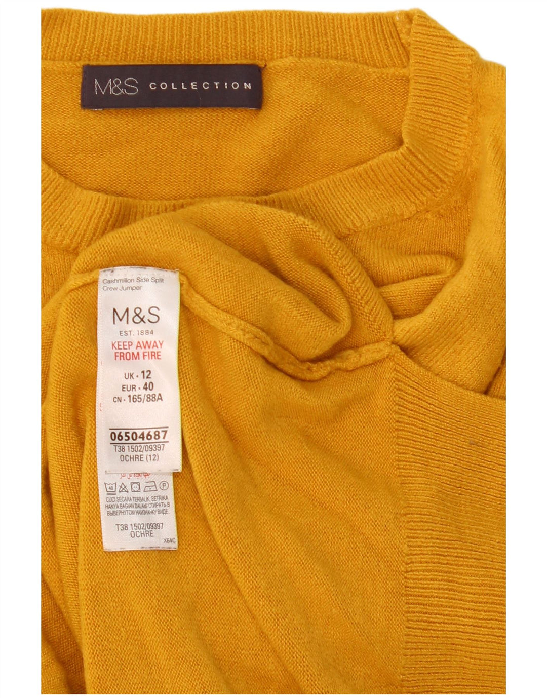 Marks & Spencer Pull à col rond pour femme UK 12 Acrylique jaune moyen