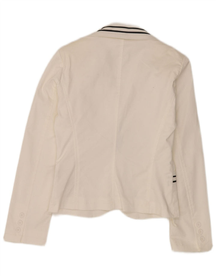 vintage Femme 1 Bouton Blazer Veste IT 44 Coton Blanc Moyen