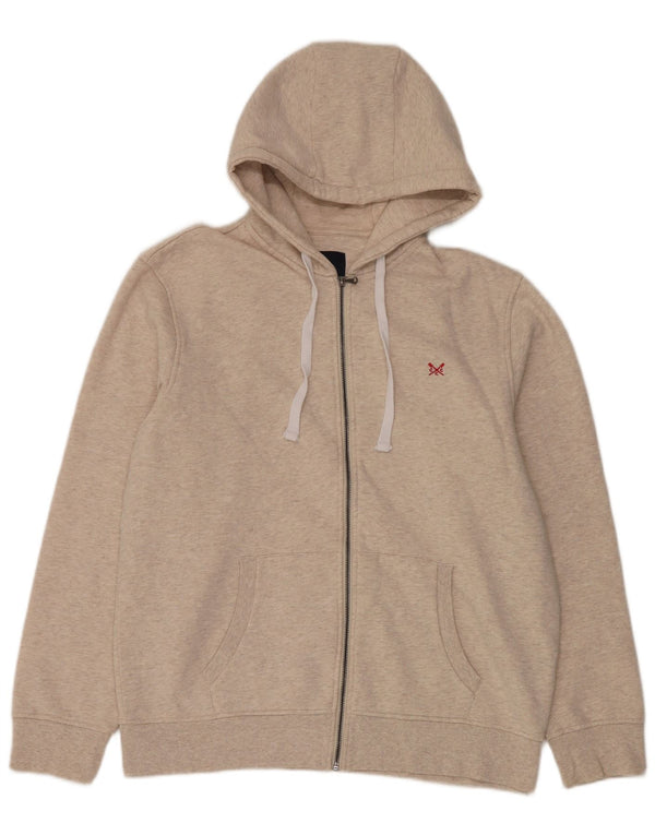 Crew Clothing Pull à capuche zippé pour homme 2XL en coton beige