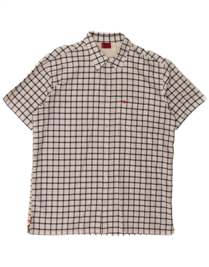 LEVI'S Mens Short Sleeve Shirt Large White Check Cotton