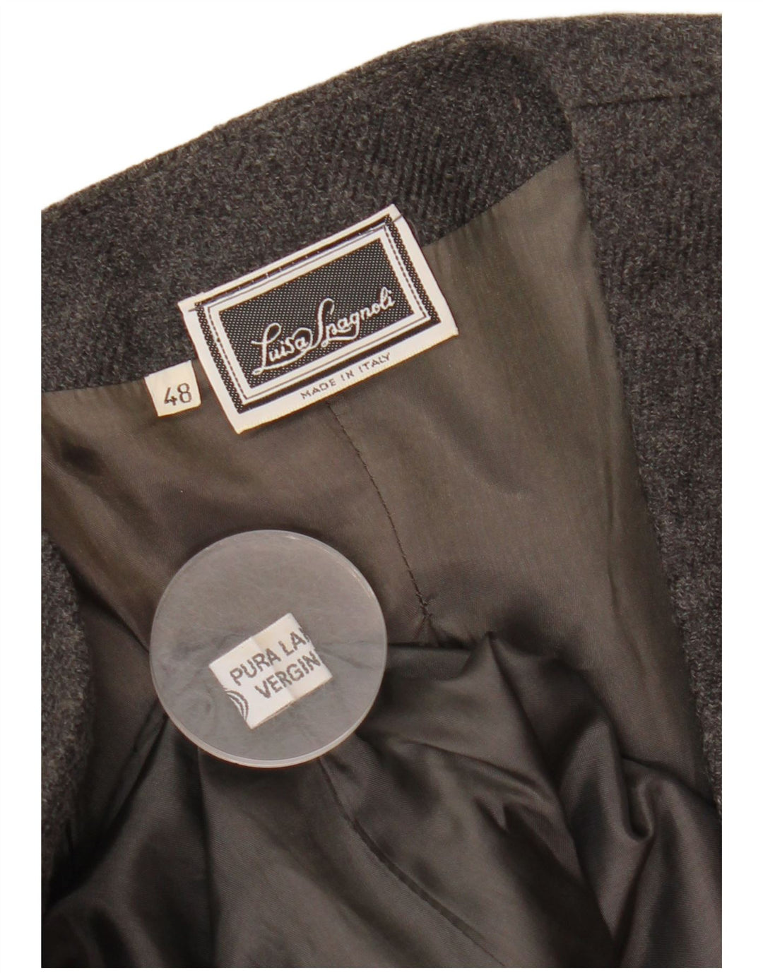 LUISA SPAGNOLI Veste Blazer 1 Bouton Femme IT 48 XL Gris Laine