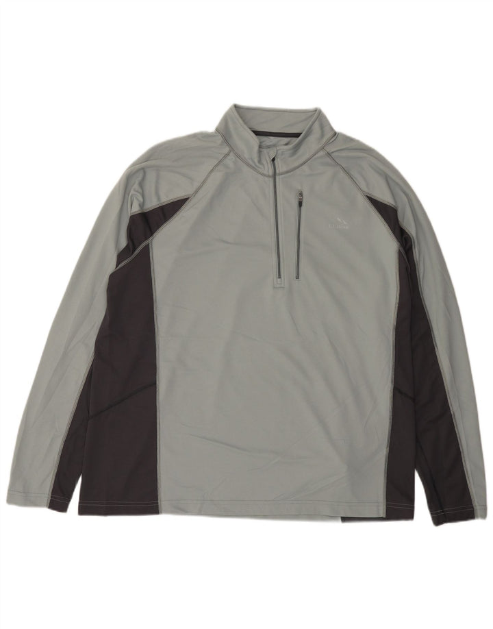 L.L.Bean Pull à col zippé pour homme - Haut de survêtement XL Gris Colorblock Polyester