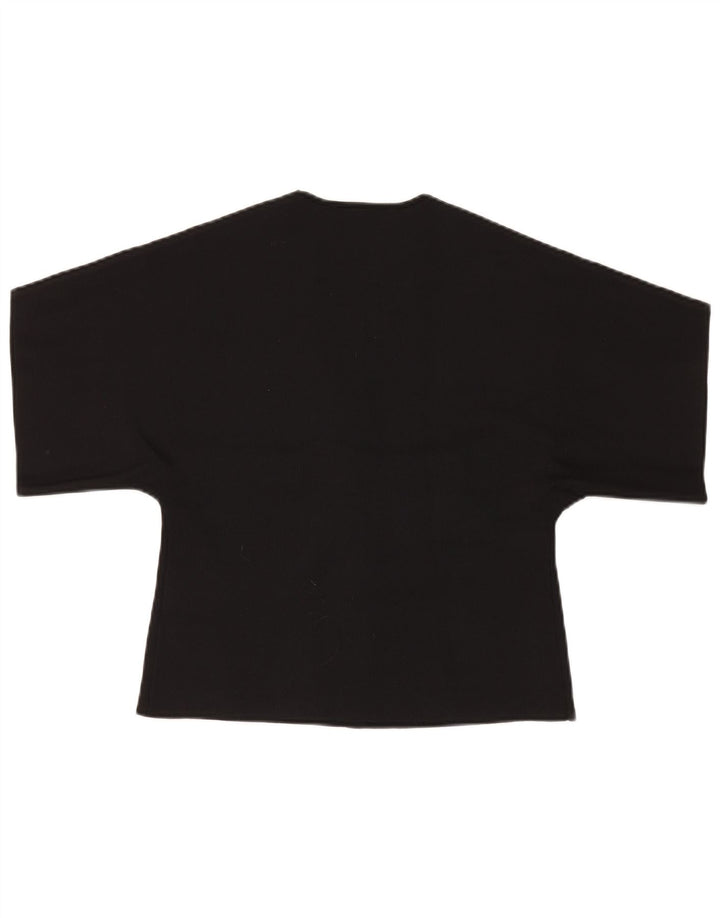 Zara Womens Short Sleeve Crop Top UK 12 Medium Noir Polyester