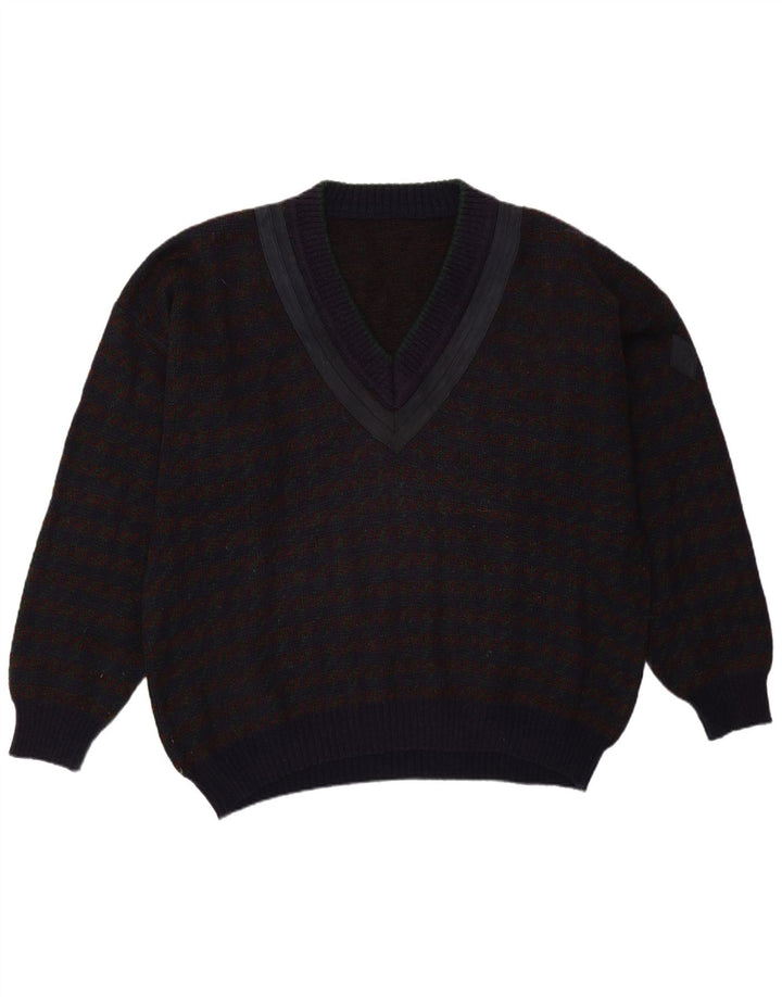 vintage Homme Col V Pull Pull XL Violet Check