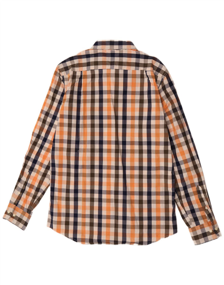 Izod Chemise Slim Fit Homme Orange Moyen Vichy Coton