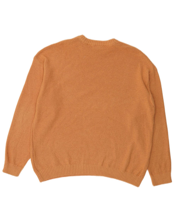 Zara Pull à col rond pour homme en coton orange Large