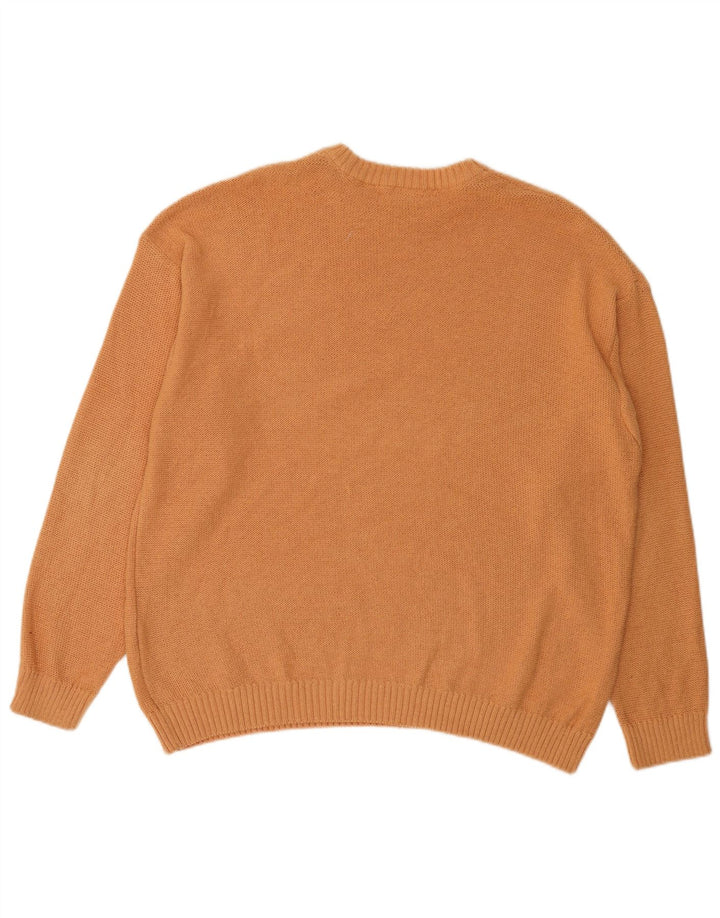 Zara Pull à col rond pour homme en coton orange Large