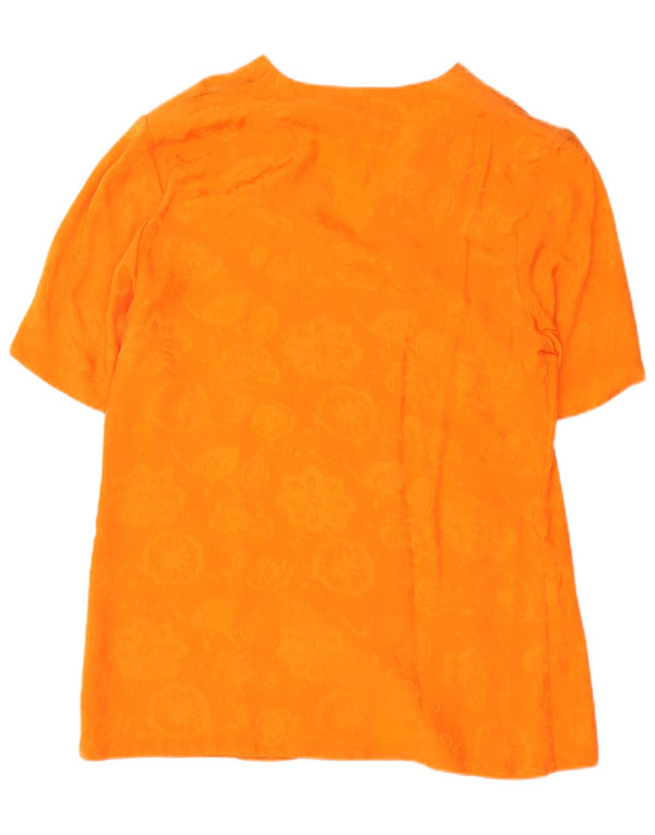 Silvia Bauer Chemisier à manches courtes pour femme UK 16 Grand Orange Floral
