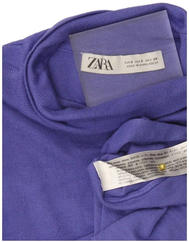 Zara Femme Top Manches Longues UK 8 Small Violet Viscose