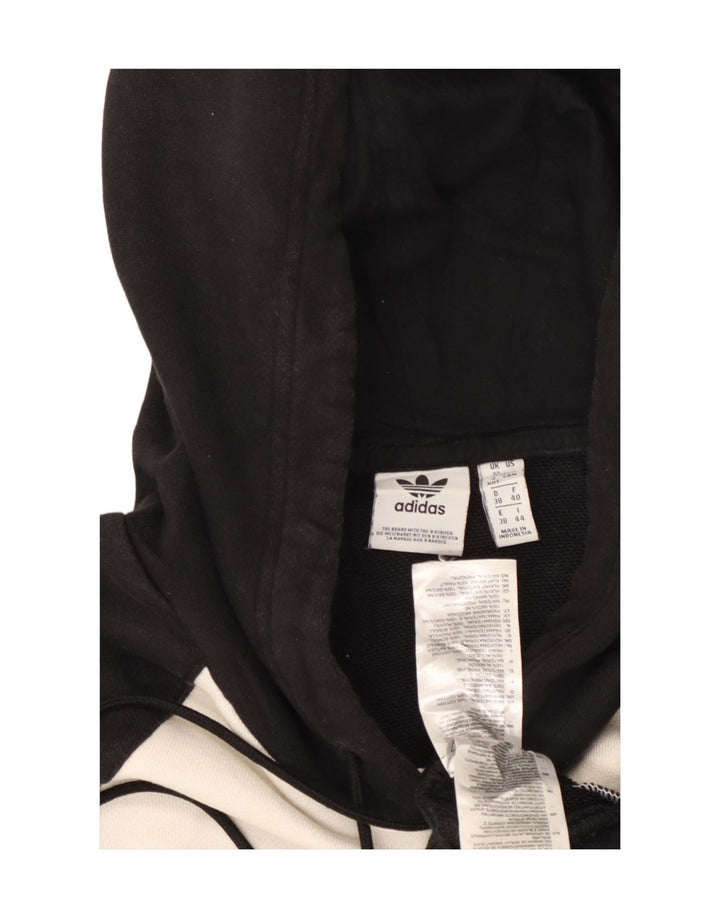 ADIDAS Pull à capuche court surdimensionné pour femme UK 12 Noir moyen Colourblock