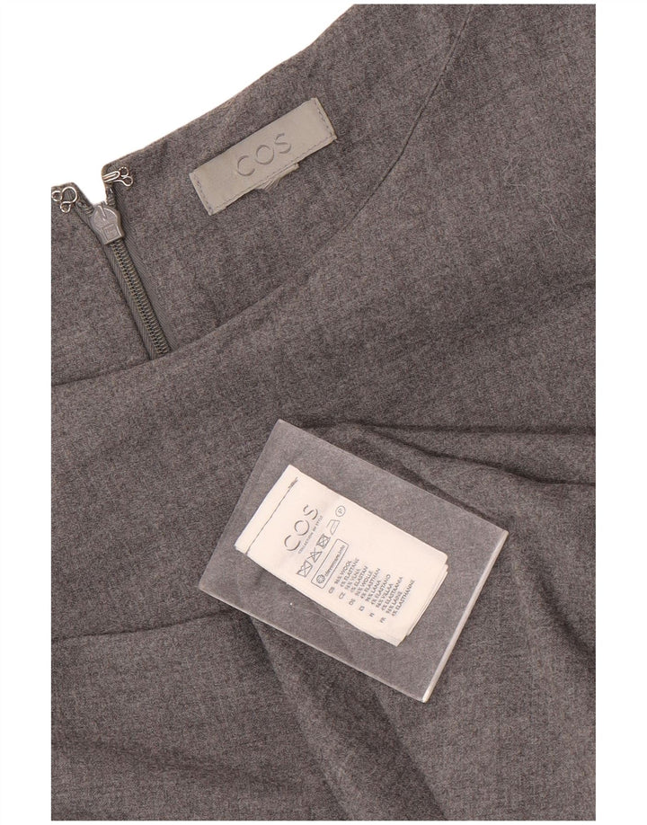 Cos Robe trapèze à manches 3/4 pour femme UK 42 en laine gris moyen