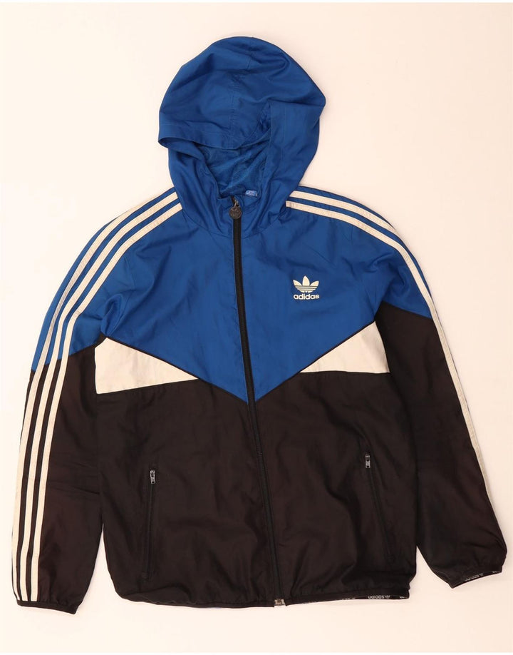 Adidas Veste de Pluie à Capuche Garçon 13-14 Ans Bleu Colorblock Polyester