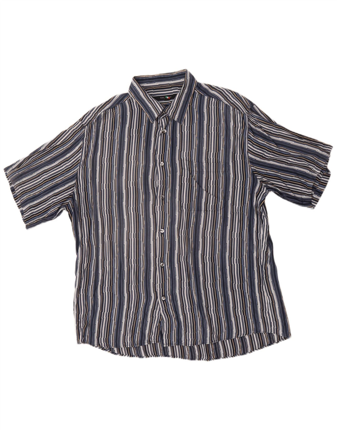 Tipo' S Chemise à manches courtes pour homme 2XL Bleu marine à fines rayures