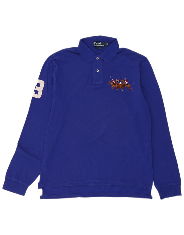 Polo Ralph Lauren Chemise à manches longues pour hommes, coupe personnalisée, grand coton bleu