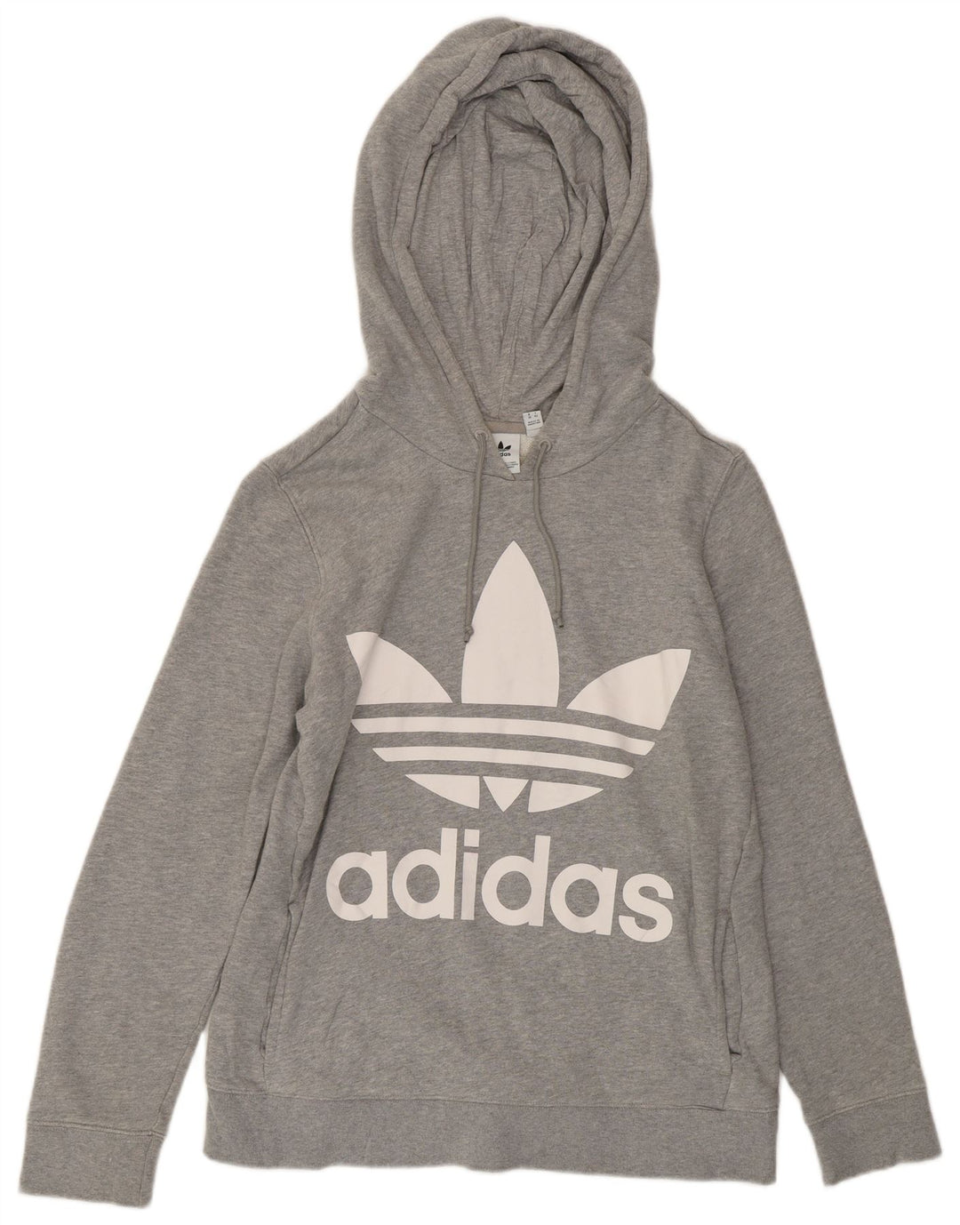 ADIDAS Pull à capuche graphique surdimensionné pour femme UK 10 Petit coton gris