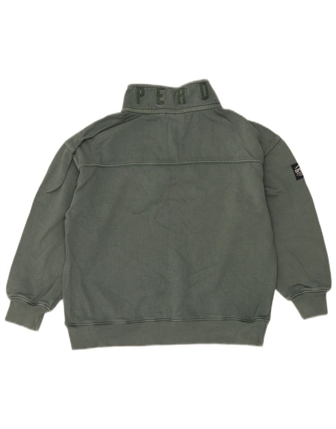 SUPERDRY Sweat-shirt graphique à col zippé pour garçon 7-8 ans Vert Coton