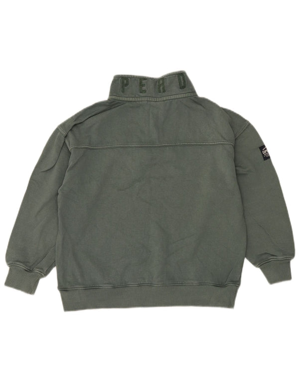 SUPERDRY Sweat-shirt graphique à col zippé pour garçon 7-8 ans Vert Coton