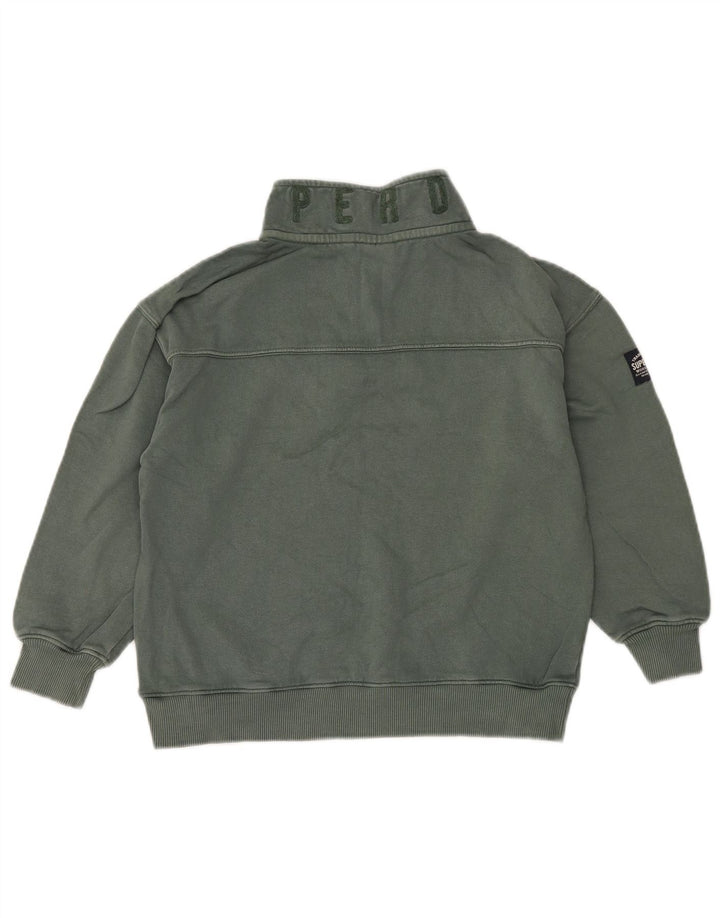 SUPERDRY Sweat-shirt graphique à col zippé pour garçon 7-8 ans Vert Coton