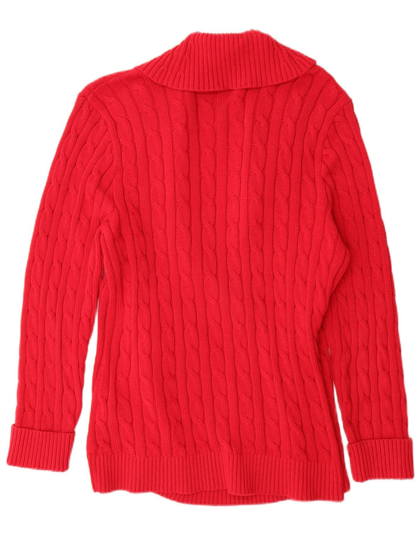 Ralph Lauren Pull cardigan long pour femme UK 18 XL Coton rouge