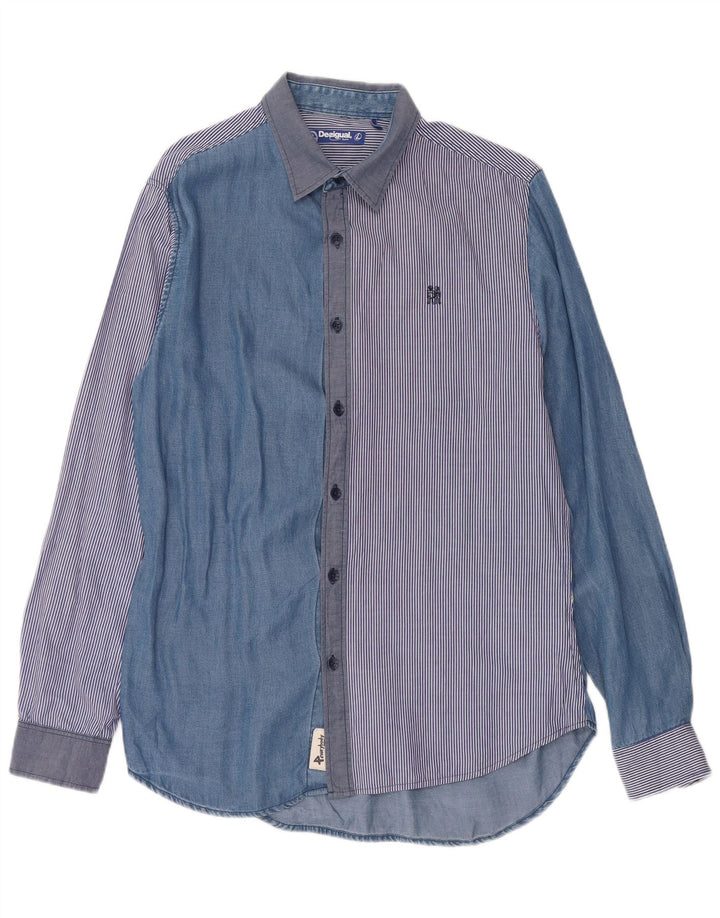 Desigual Chemise Homme Large Bleu Patchwork Lyocell